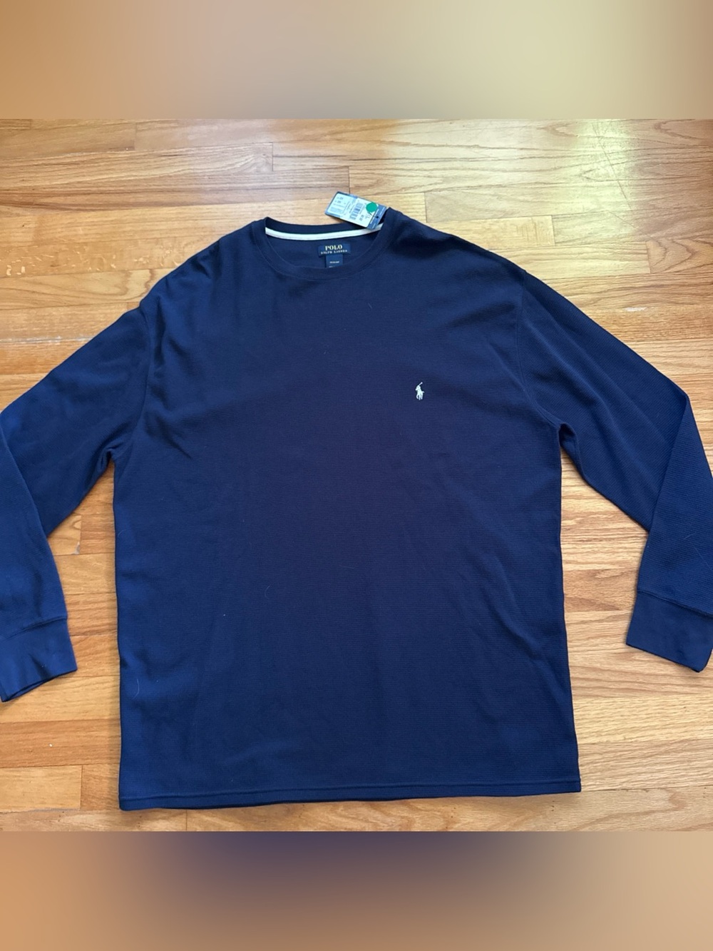 Polo Ralph Lauren 2XL Navy Waffle Knit Long Sleeve Shirt